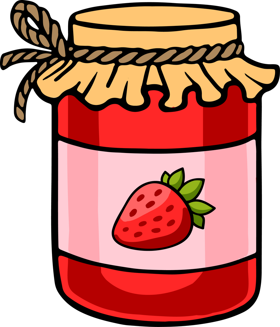 Strawberry jam jar icon.